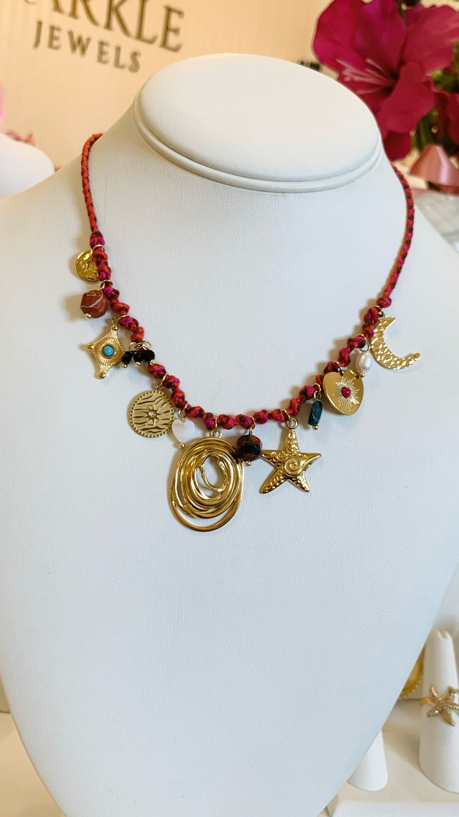 Moon & Star Braided Necklace