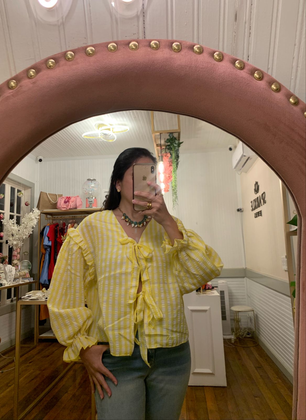 Bubble Plaid Loose Lace Top