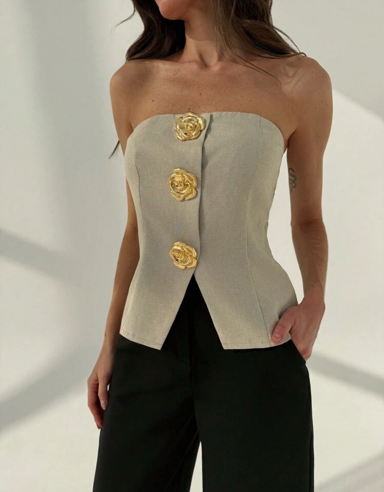 Modern Bustier Metallic Button