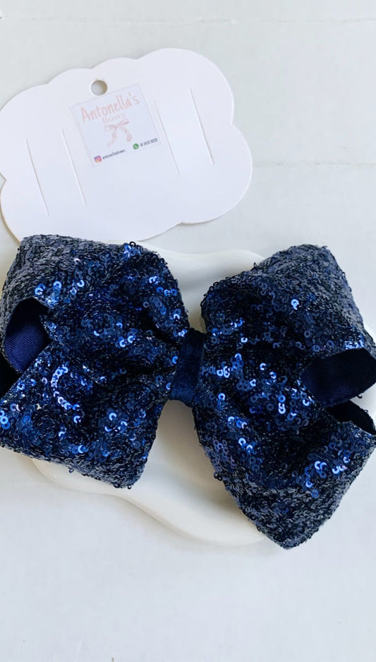 Blue Sequin Bow