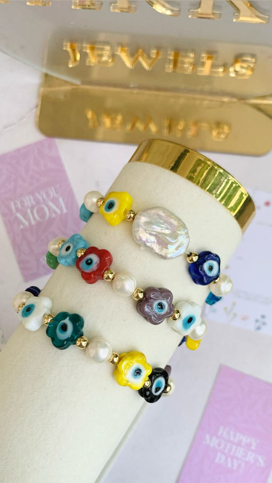 Flowered Eye Bracelet