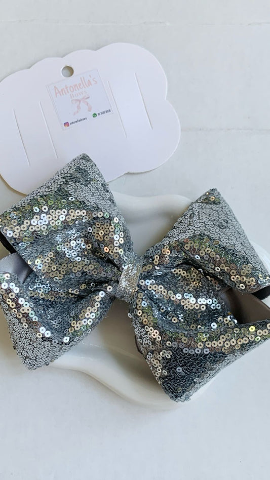 Silver Sequin Bow