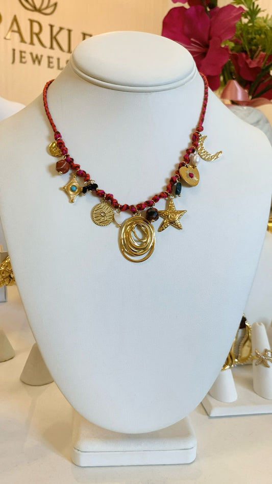 Moon & Star Braided Necklace
