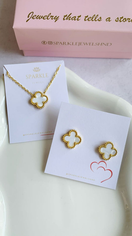 Clover Shell Necklace & Earrings