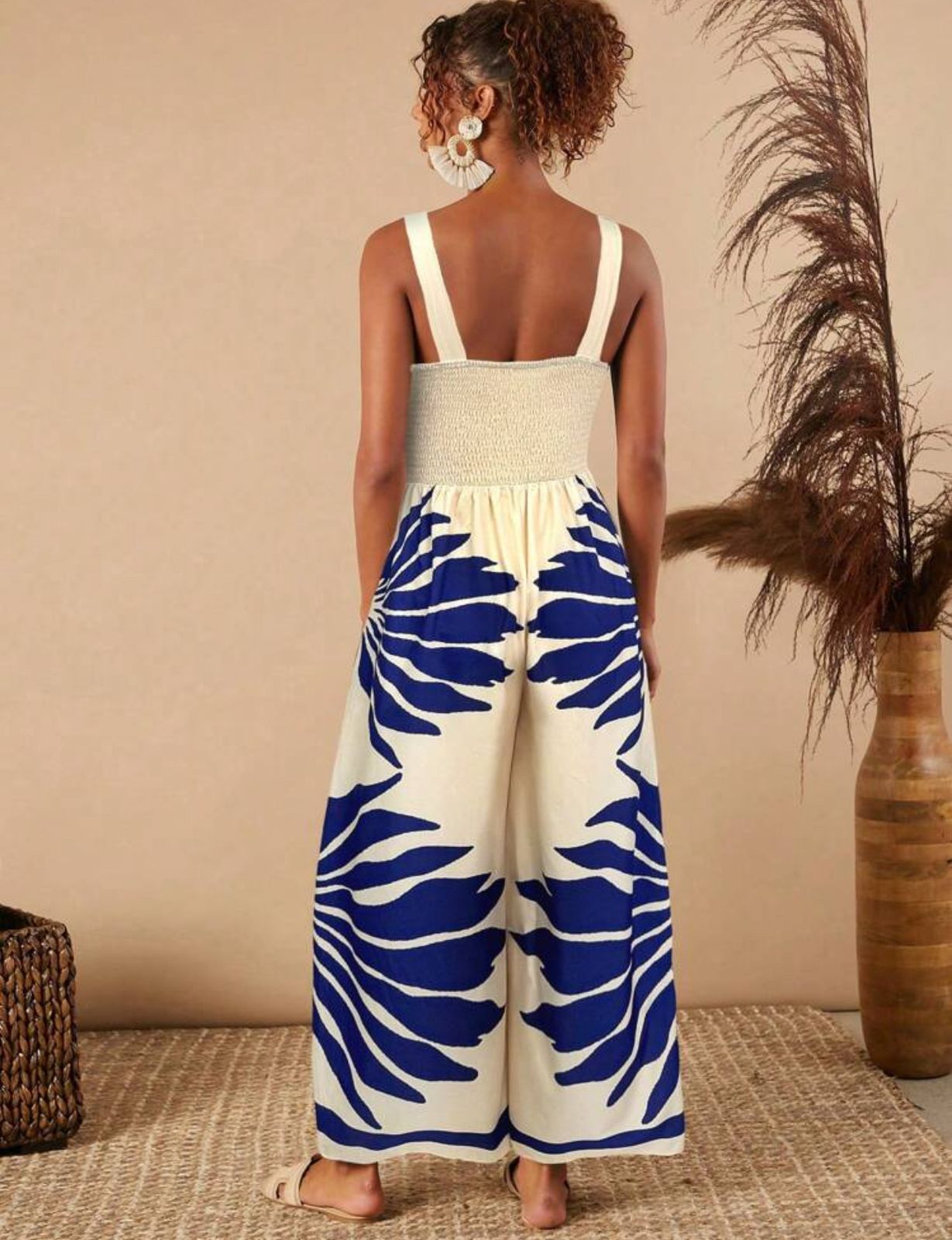 Printed Twist-Knot Wide Leg Jumpsuit