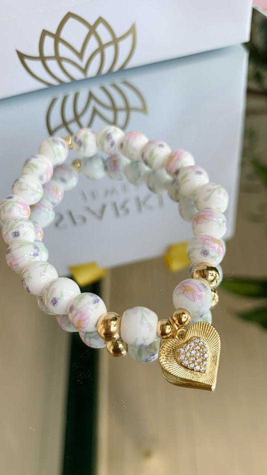 Heart- Floral Beads