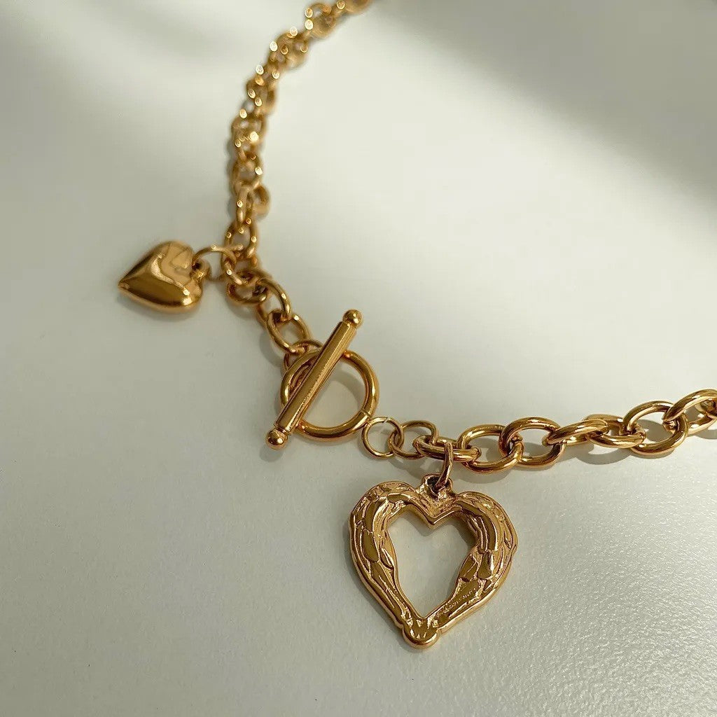 Double Heart Chunky Necklace