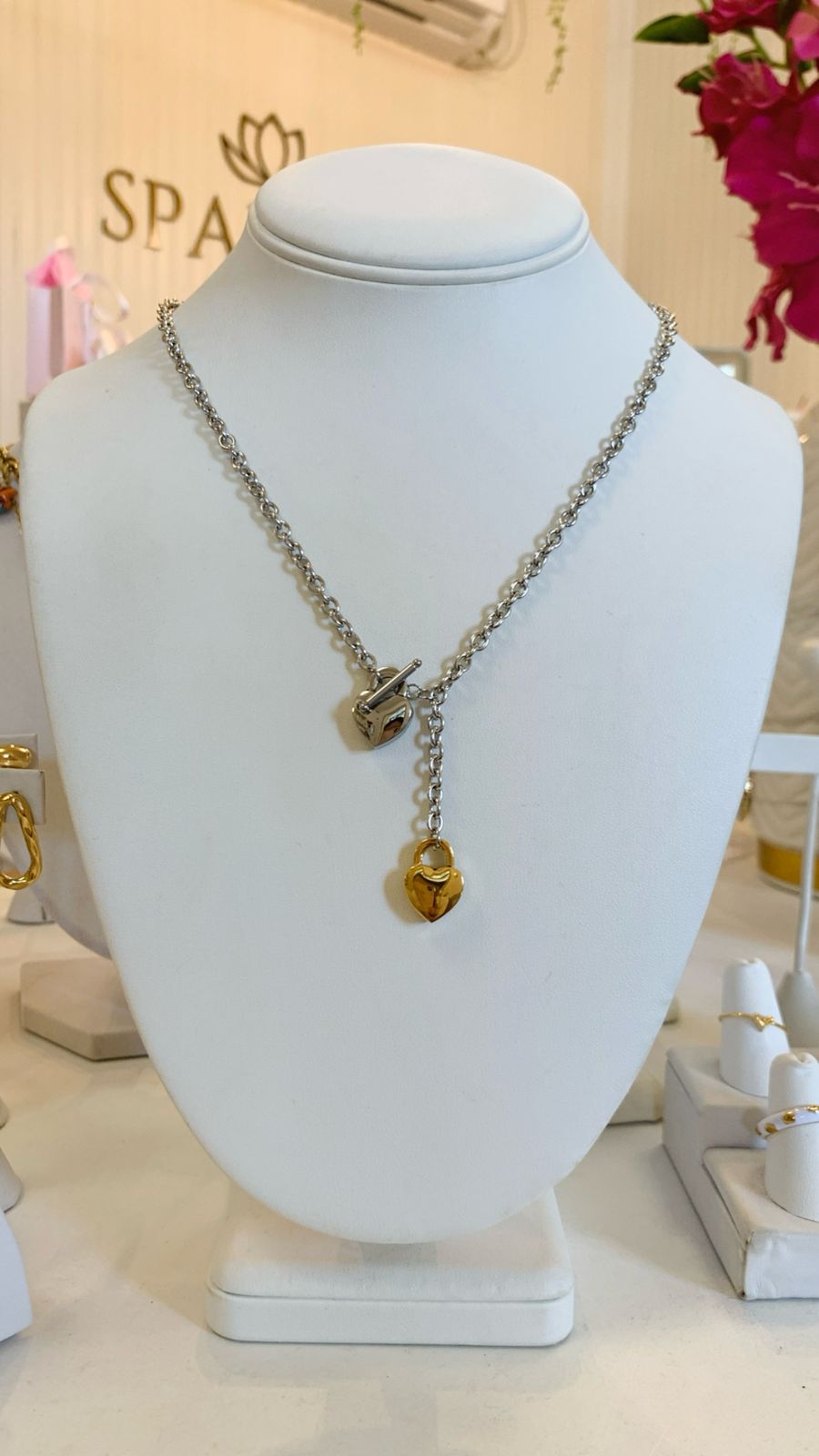 Double Heart Two Tone Lariat