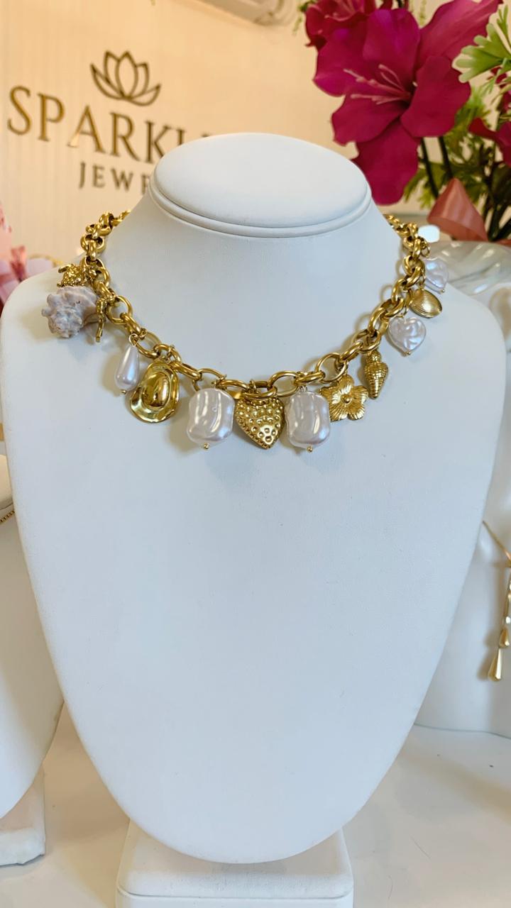 Ocean Pearled Chunky Necklace