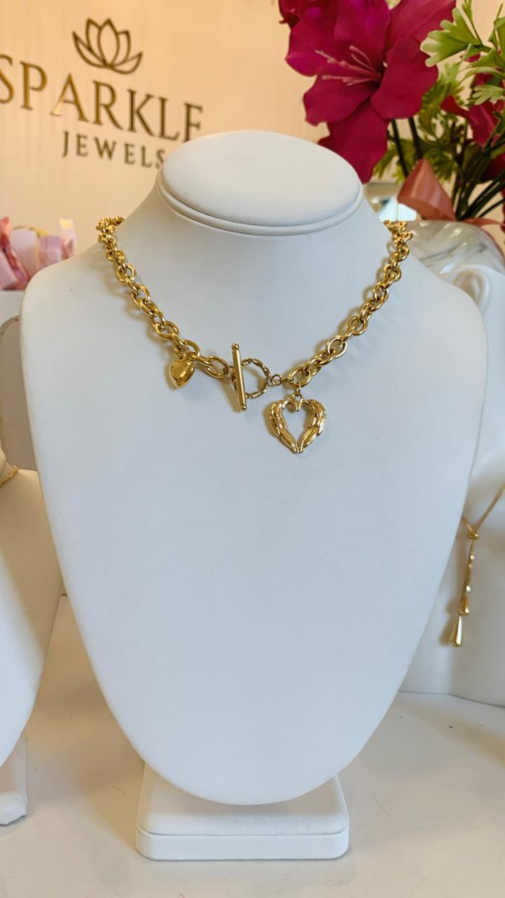 Double Heart Chunky Necklace